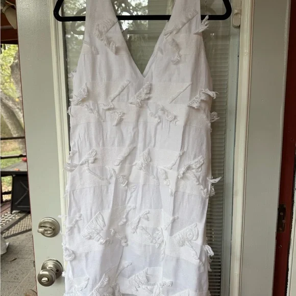 Anthropologie Mauve White Textured Women's Dress - Picture 5 of 8